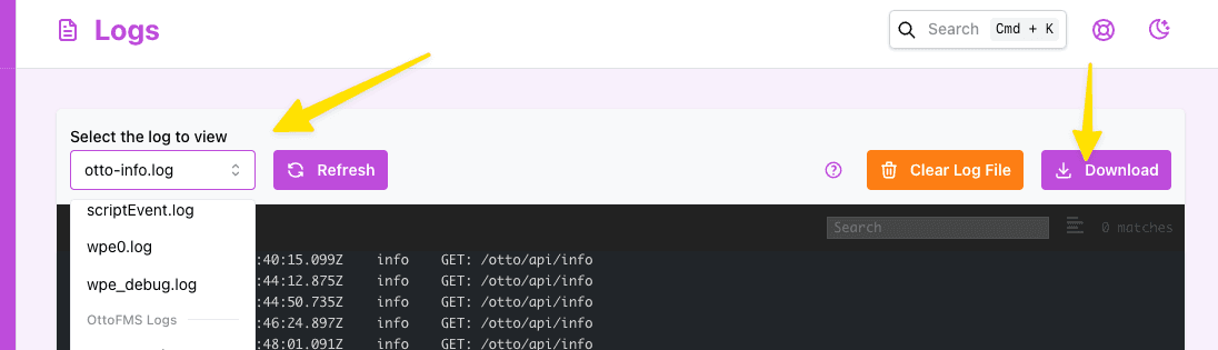 Download OttoFMS Logs
